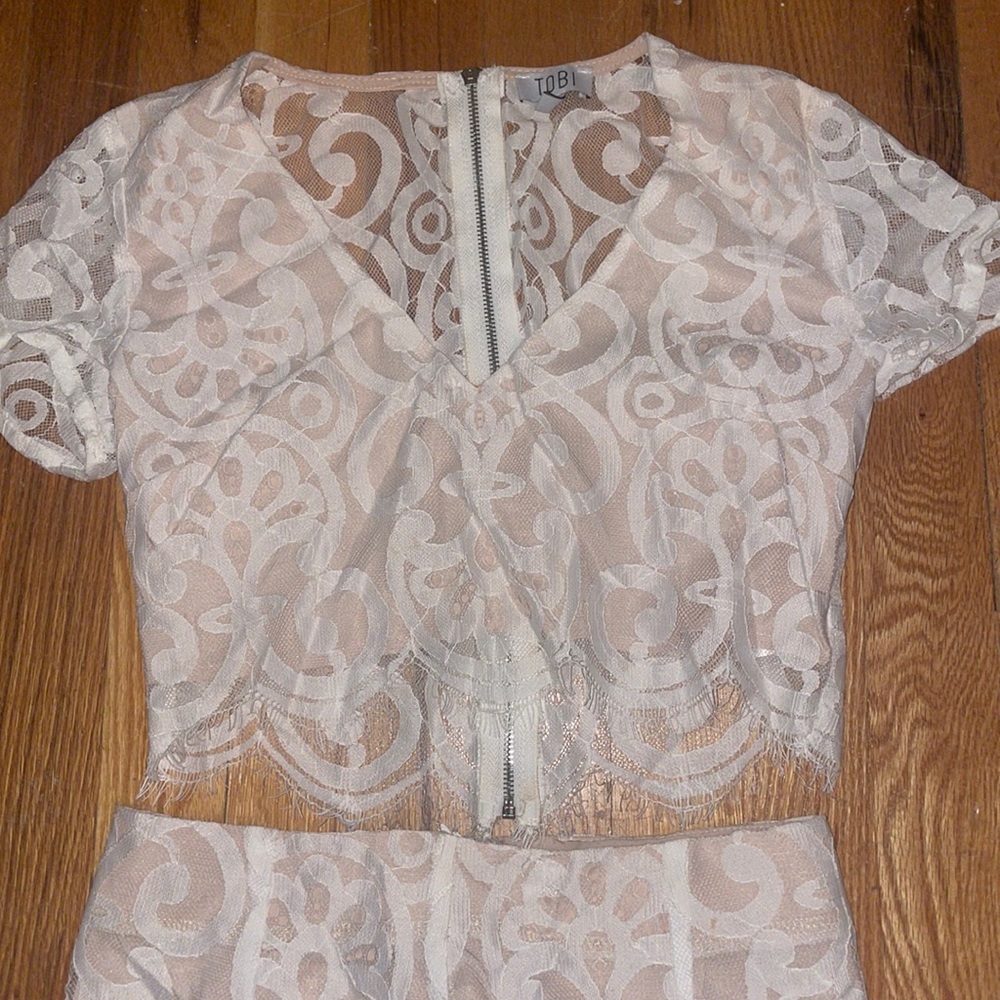 Tobi white lace matching set